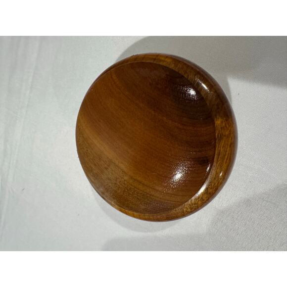 Myrtle Wood Turned Handmade Wooden Trinket Jewelry Bowl with Lid - Picture 2 of 5